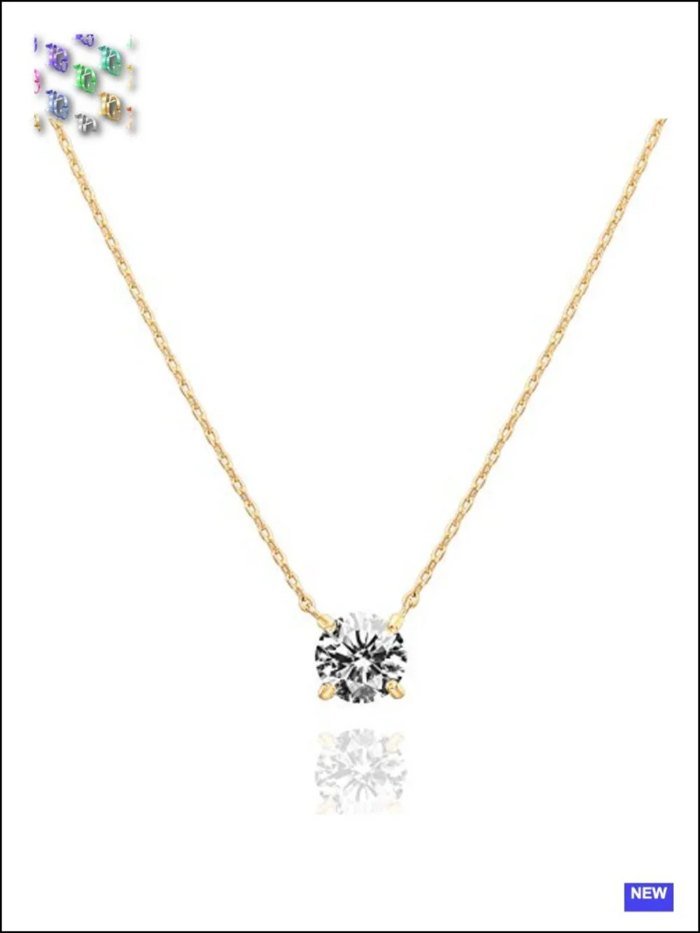14K Gold Plated Crystal Solitaire 1.5 Carat CZ Dainty Choker Necklace for Women